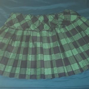 Black and Green plaid, pleated skirt